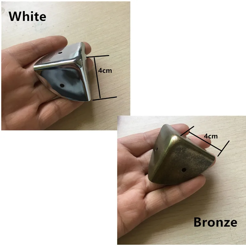 Antique Style Metal Box Corner Iron Protection Case Edge Guard Corner Cover,Chrome Color/Bronze Tone,40mm,1PC