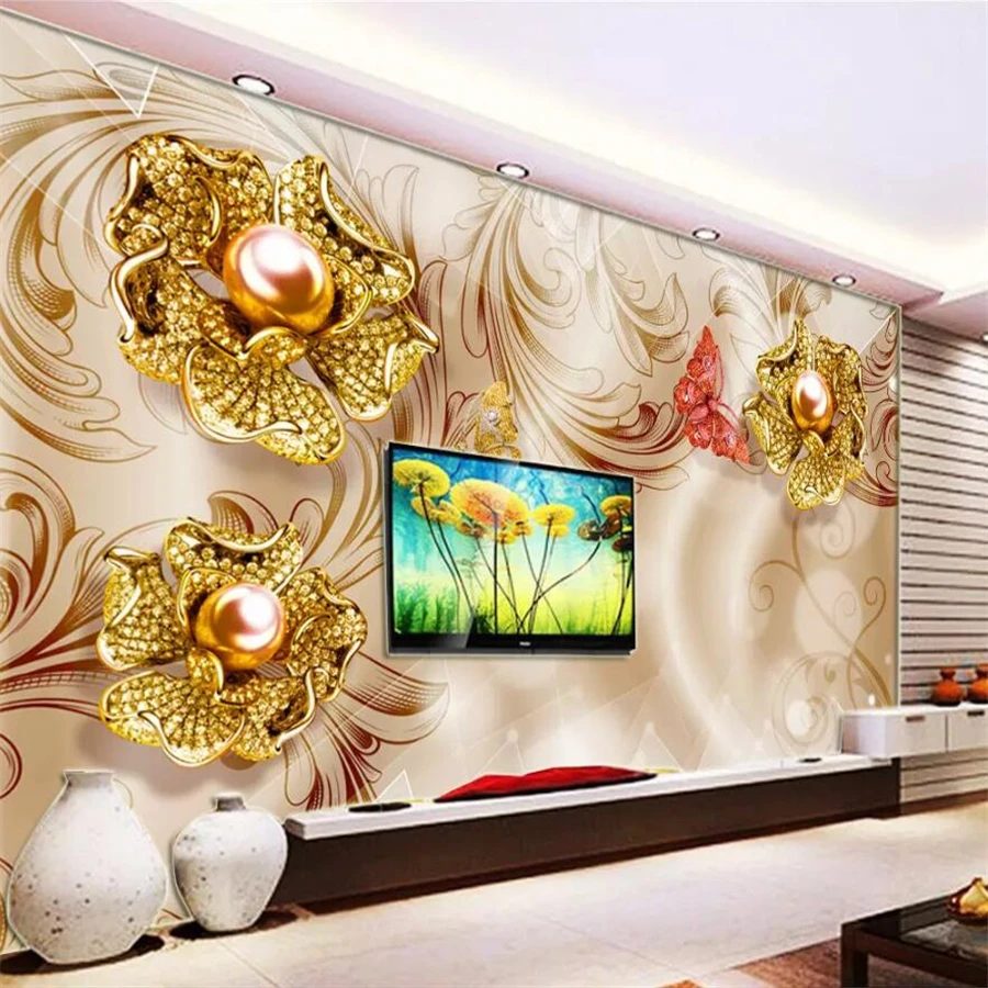 

wellyu Custom wallpaper Papel de parede 3d murals artist and rich diamond flowers living room bedroom TV background wall paper