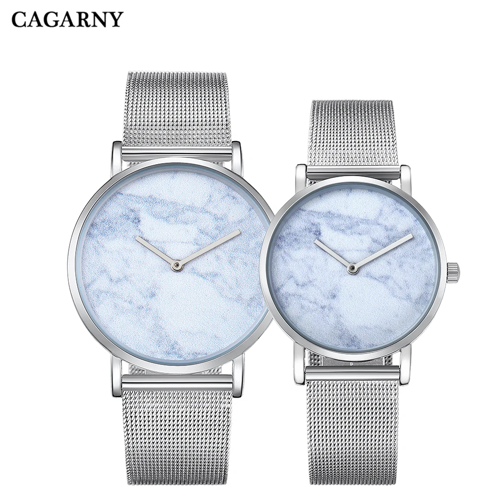 Cagarny Couple Những Người Yêu Thích Đồng Hồ Thép Không Gỉ Lưới Vòng Đeo Tay Xem Phụ Nữ Ultra Thin DW Phong Cách Nam Không Thấm Nước của Quartz Đồng Hồ Đeo Tay