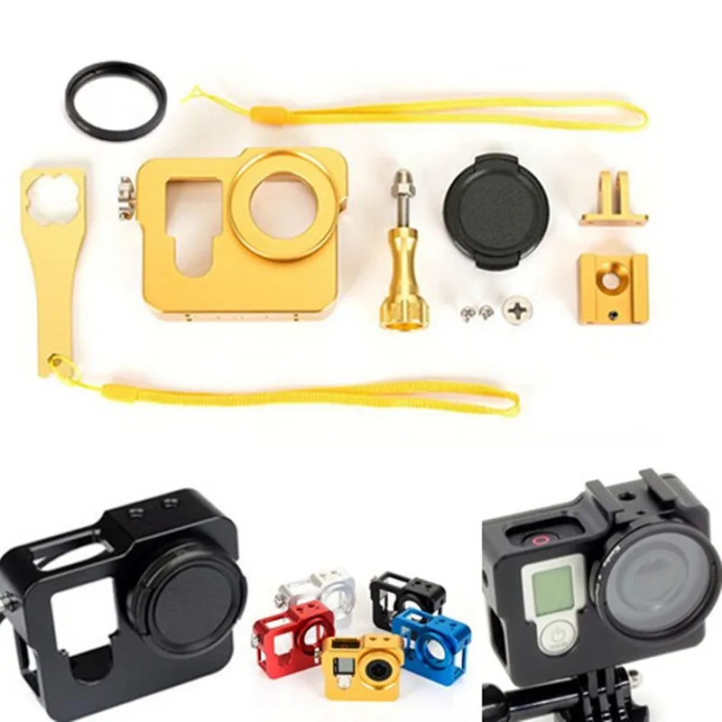 For Go pro Accessories Aluminum Dog Cage Protective Frame Mount Housing Shell Case For Gopro Hero 4 3 3+ Camera Mounting