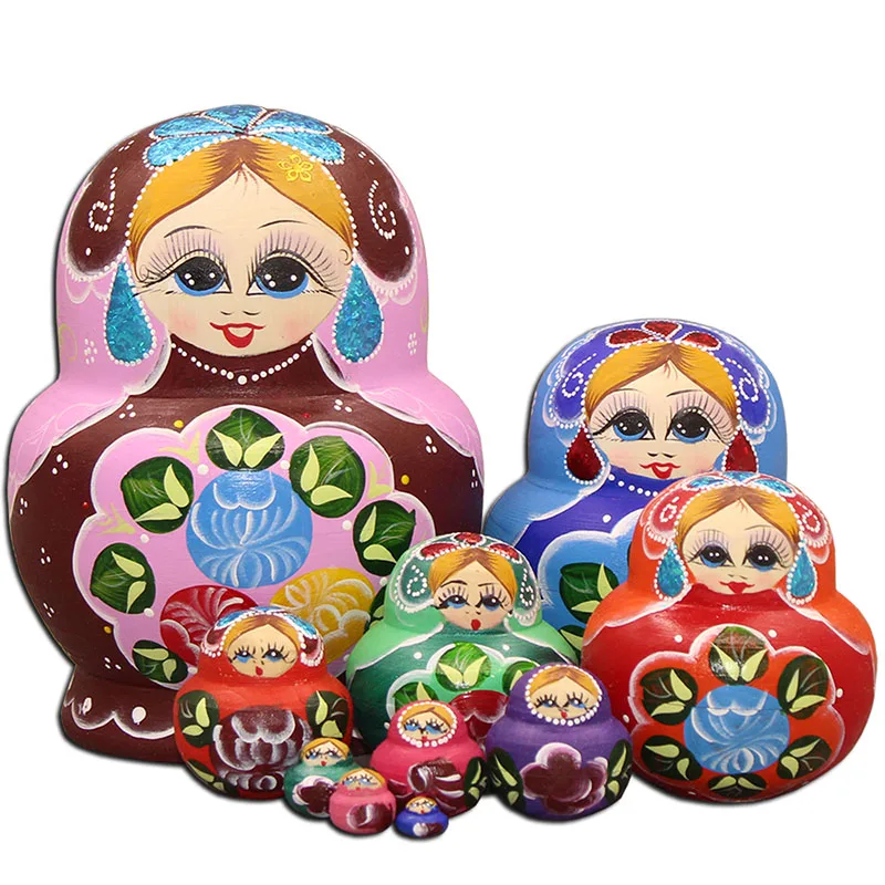 

10 Layer 15cm Flower Russian Dolls Dry Basswood Fashion Matryoshka Dolls Nesting Wooden Toys Children Christmas Gift