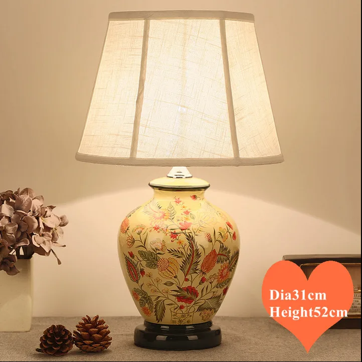 

Chinese branches&leaves ceramic art Table Lamps Touch/Dimmer switch fabric lampshade E27 LED lamp for bedside&foyer&studio MF012