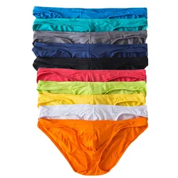 10PS/Lot Sexy Mens Underwear Modal Briefs Shorts Soft Bulge Pouch Underpants Slip Homme Plus Size Men's Bikini Briefs Panties