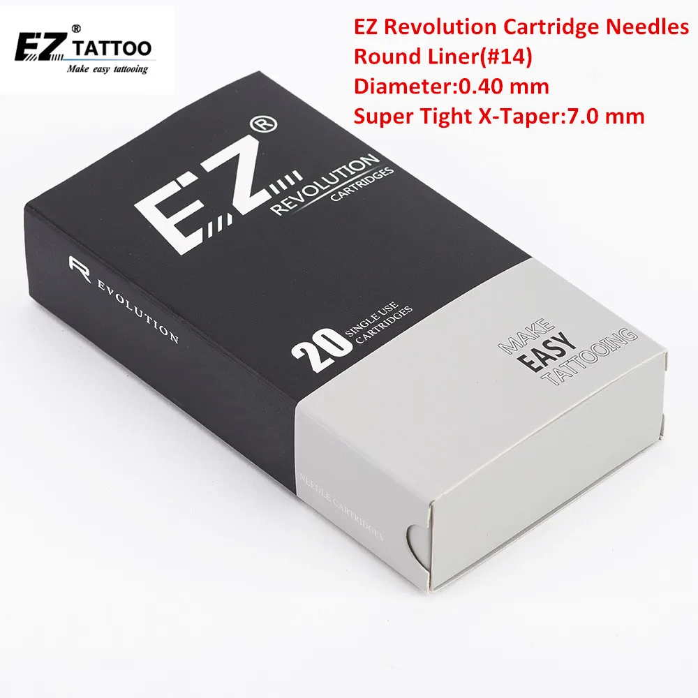 EZ Revolution Cartridge Needles #14 Super Tight X-Taper 7.0 mm Tattoo Needles for Cartridge Tattoo Machine & Grips