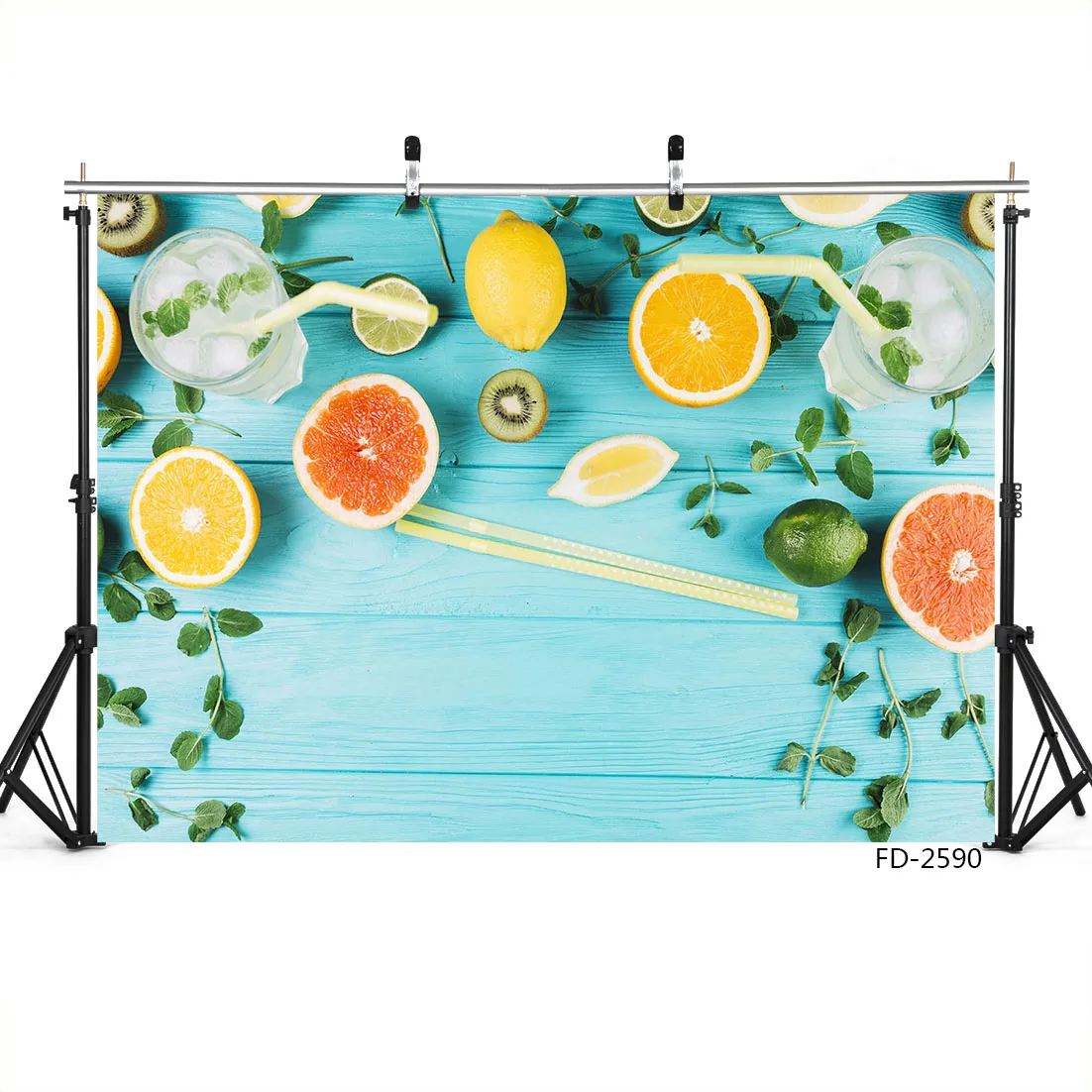 Photography Backdrops Photocall Light Blue Wood Plank Lemon Vinyl Backgrounds for Photo Studio Cake Food Cream Photo Shootings