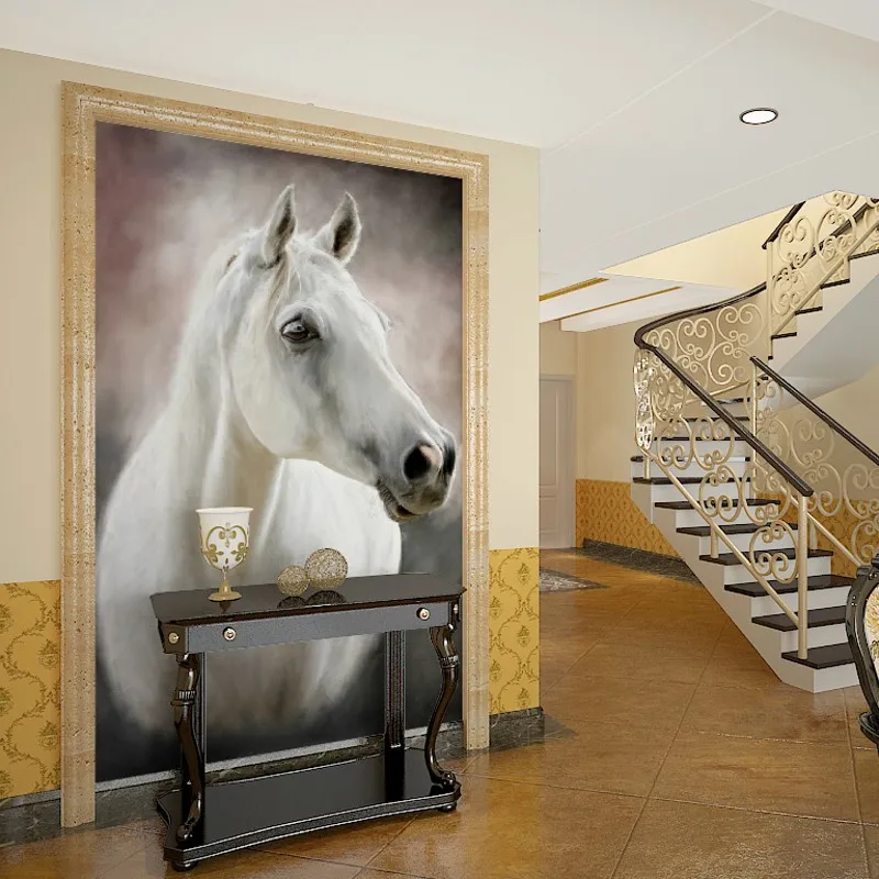 

beibehang Custom wallpaper 3d murals Horse entrance hallway TV background wall paper painted mural papel de parede 3d wallpaper