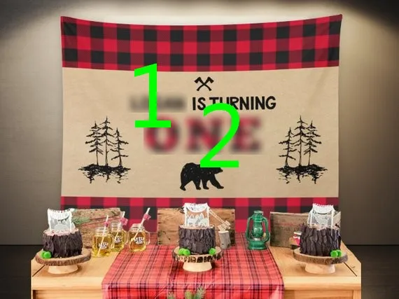 Custom Lumberjack Bear 1st Birthday backgrounds  High quality Computer print party photo backdrop