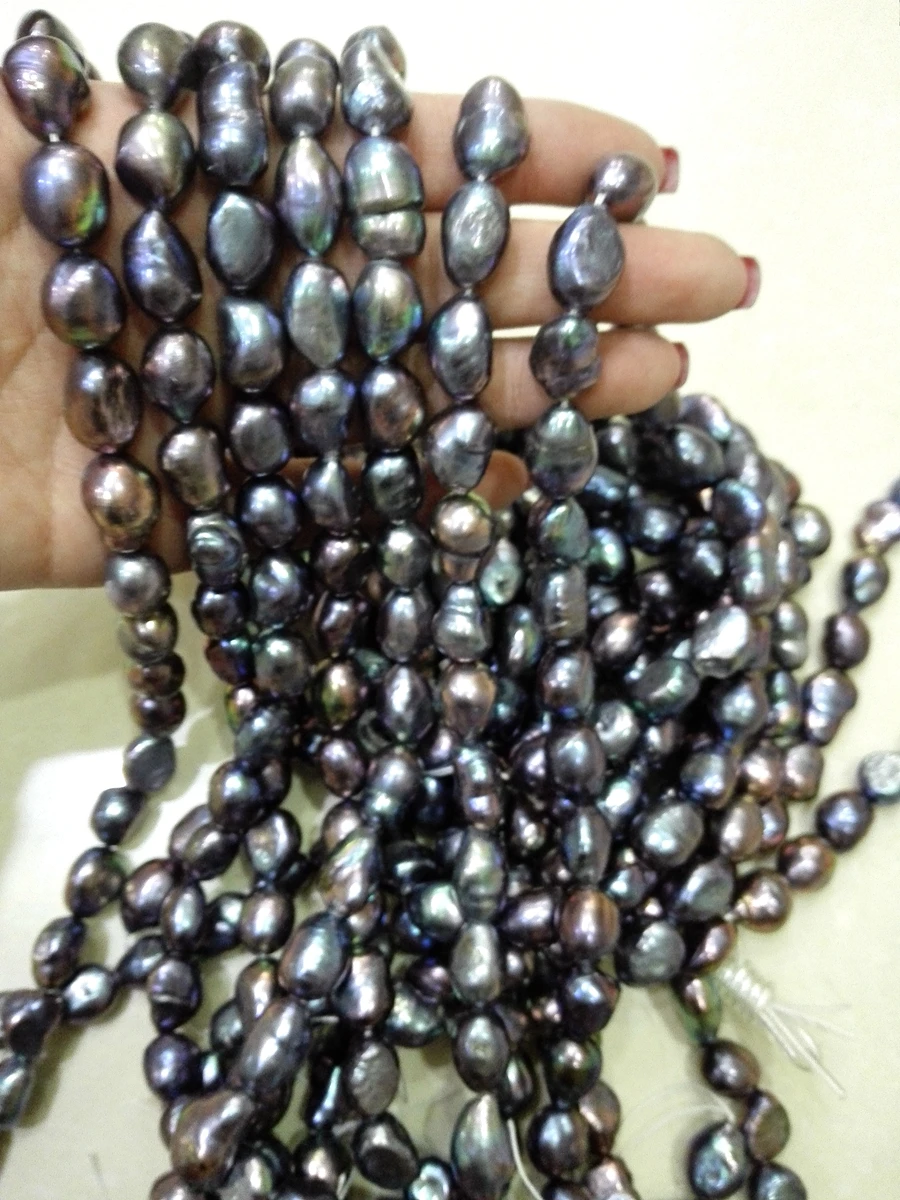 

One Strands Real Pearl Bead 12-13mm Bright Black Blue Colors Baroque Pearl Natural Freshwater Pearl loose beads 35cm / 15inch