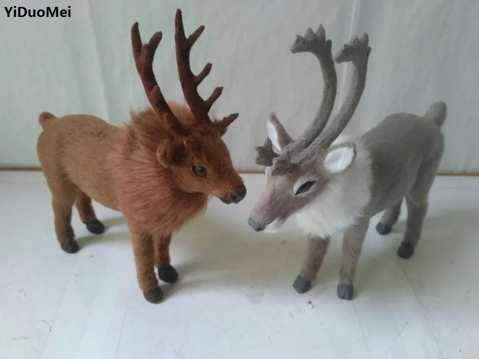 

high quality artificial reindeer model plastic&furs Christmas deer handicraft prop,home desk decoration gift a1517