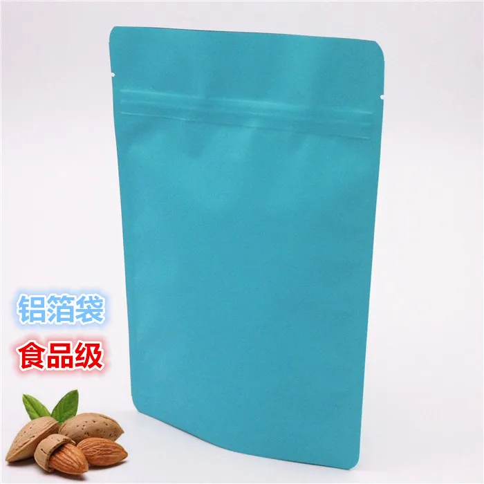 

Retail 100Pcs/Lot 10*15cm Zipper Matte Blue Stand Up Aluminum Foil Valve Bag Doypack Food Storage Heat Seal Pure Mylar Pack Bag