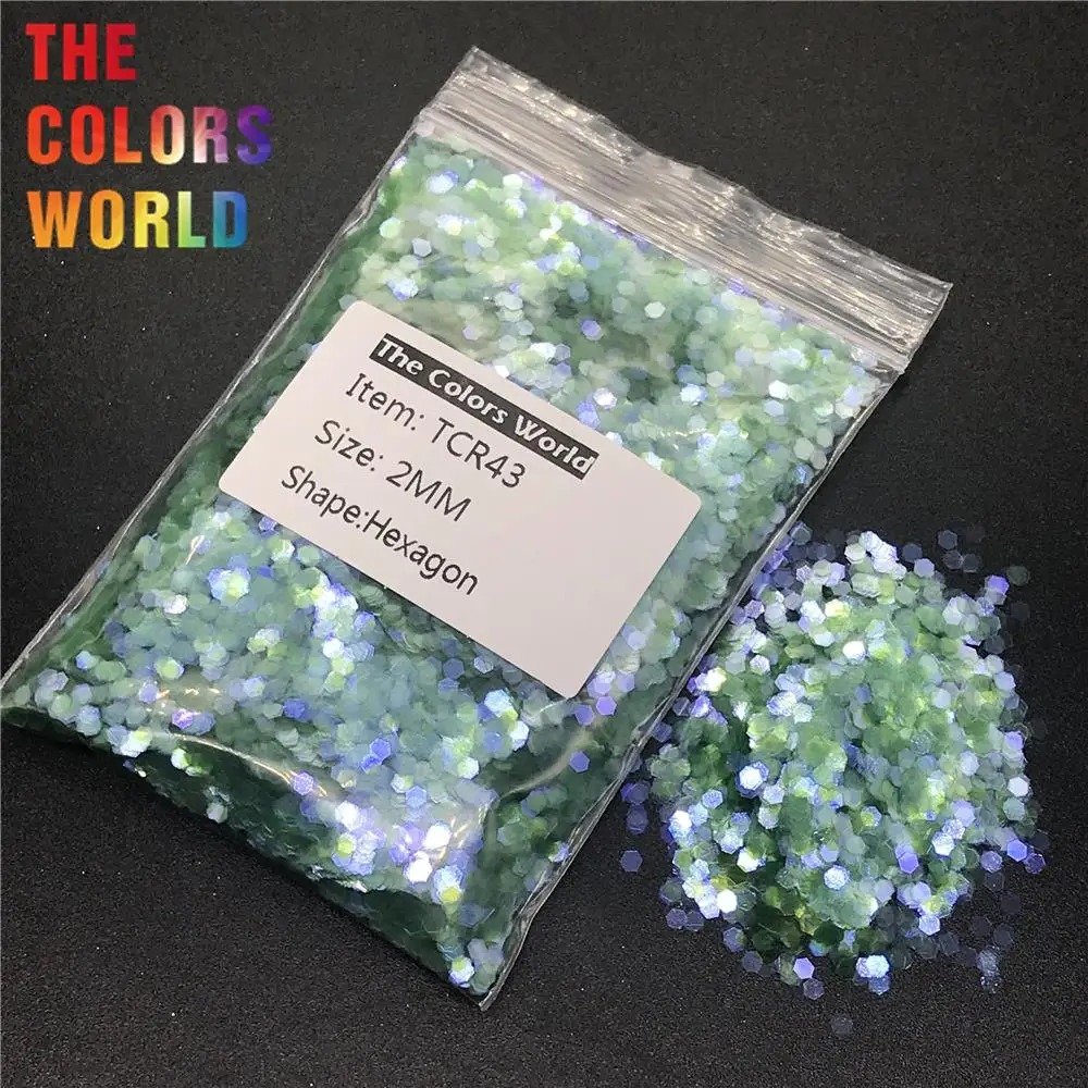 

TCR43 Iridescent Rainbow Green Color Blue Light Hexagon Shape Glitter Nail Art Decoration Body Glitter Makeup Henna Handwork DIY