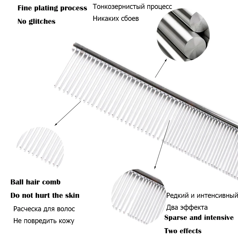 3 dimensioni In Acciaio Inox Pet Cane Spille Pettine Portatile A Doppio Uso A Lungo Dei Capelli Cani, Attrezzi Tolettatura Strumento Pennello Per