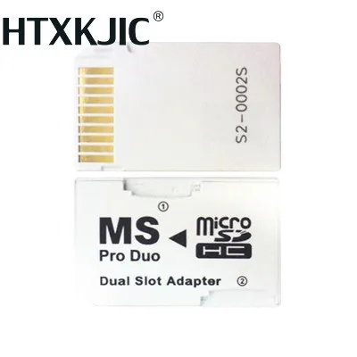 Memory Card Adapter 2 microSD/micro SDHC Cards Adapter Micro SD TF to Memory Stick MS Pro Duo for PSP Card White