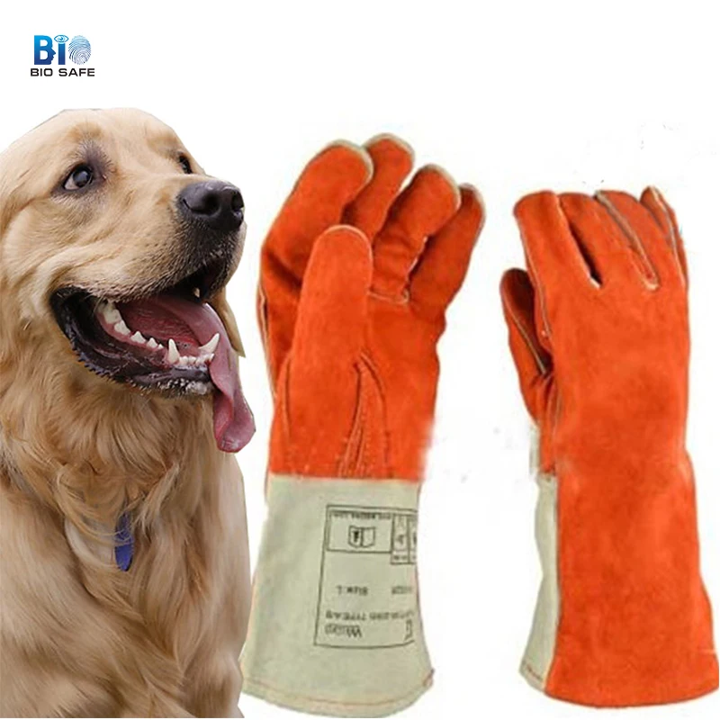 

35cm Thicken Leather Anti-bite Gloves Animal Training Dog Snake Bite Anti-scratch Self Defense Protect Pet Feeding Safety Gloves