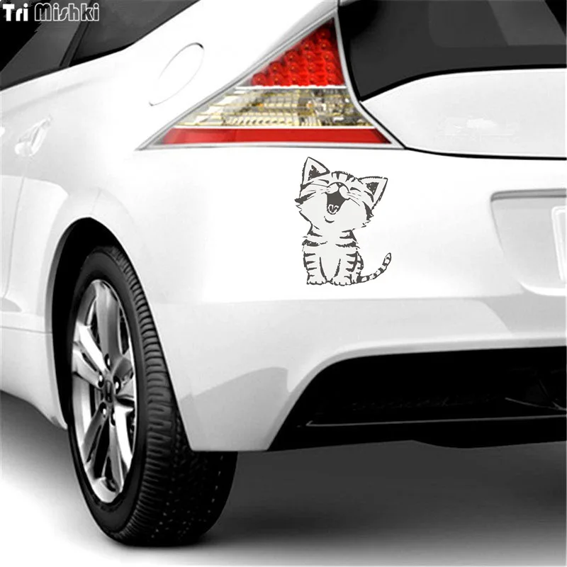 Tri Mishki WCS279 12*16cm Cat kitty pussy kitty car sticker funny colorful auto automobile decals