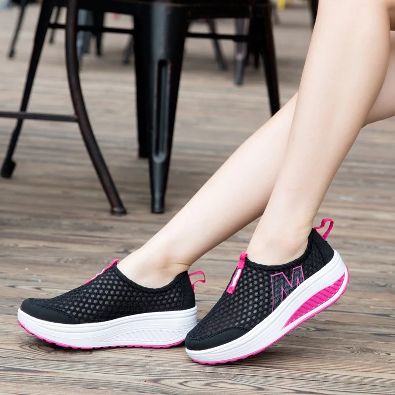 Women Casual Shoes Mesh Summer Breathable Sneakers Swing Shoes Lady Zapatos Mujer Flat Platform Light Leisure Women Flats Loafer