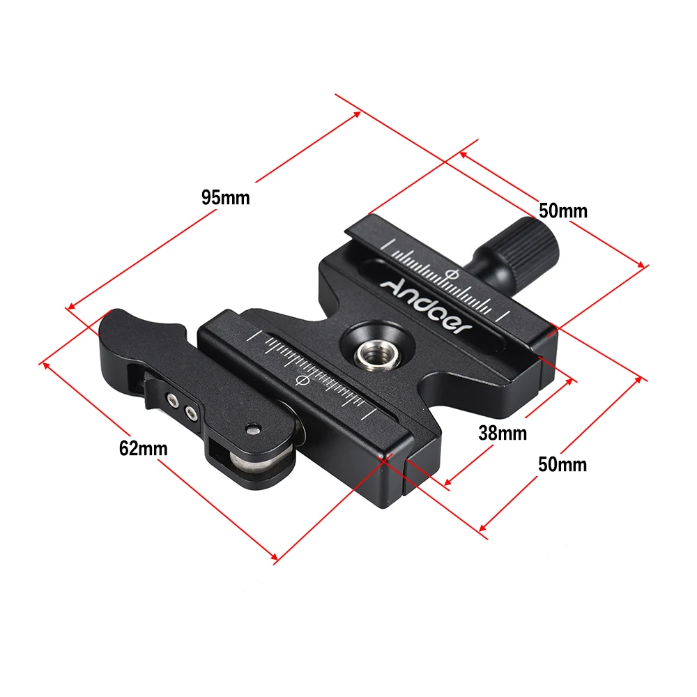 US Andoer CL-50LS Quick Release Clamp Aluminum Alloy w/Adjustable Lever Knob-Type Compatible for Arca Swiss Standard Ball Head