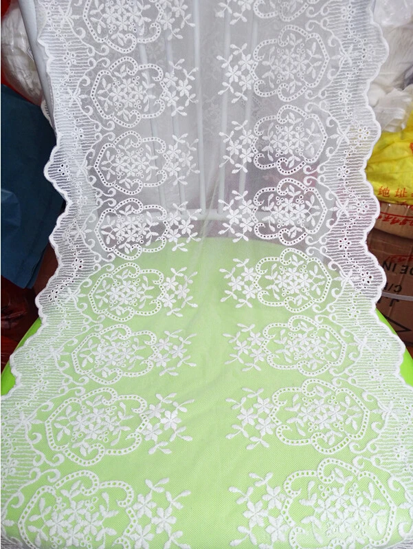 

1 Yards Width 14.96" 38CM White/Beige Mesh Embroidered Lace Trim Ribbon Fabric Dress Clothes Materials 20568L4K659