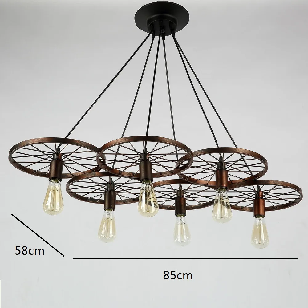 Industrial Large Pendant Lights Wrought Iron Lighting Office Bar Hotel Kitchen Island Brown Light Antique Pendant Ceiling Lamp