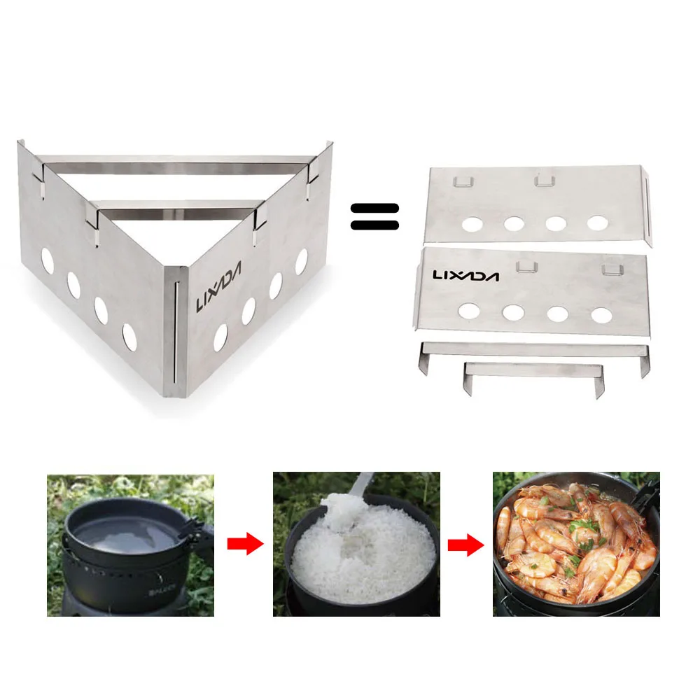 Lixada Portable Stainless Steel Lightweight Wood Stove Outdoor Cooking Picnic Camping Backpacking Burner