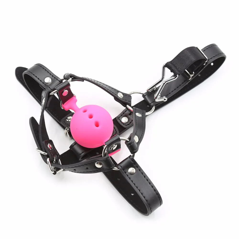 Thierry Head Harness with Nose Hook Ball Gag,Fetish SM Restraint Silicone Open Mouth Gag Adult Games Products Sex Toys Sex Shop