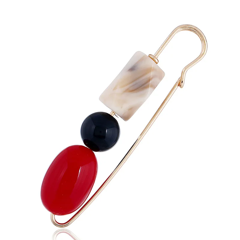 Luxury Large ABS Pearl Beads Safety Pin Brooch Clip Scarf Hat Sweater Pin