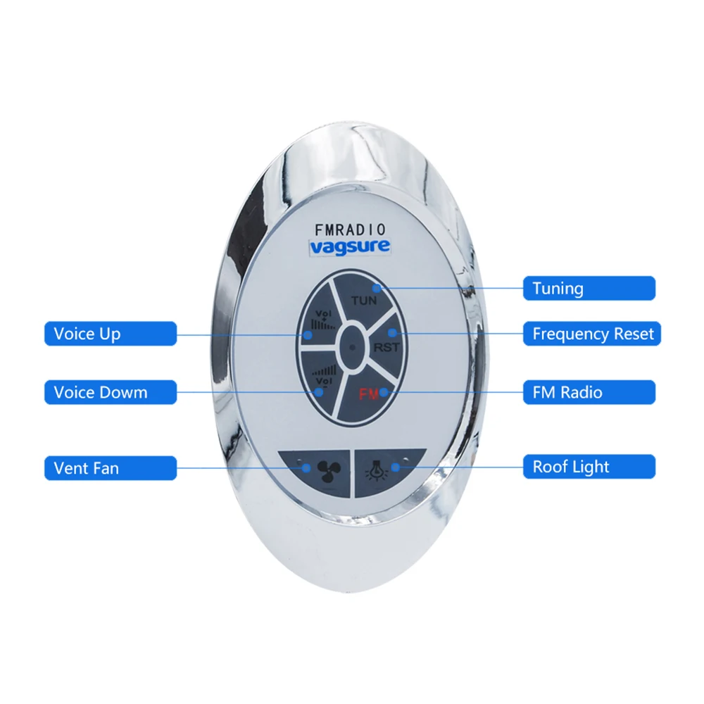 Oval Shower Control Panel Digital FM Radio Exhaust Fan Speaker Lighting Controller For Enclosure Shower Cabin Accessories