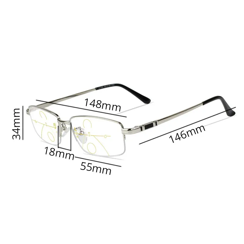 Multifocal Progressive Reading Glasses Men For Computer Sight Clear Adjustable Eyeglasses Women Bifocal +1.0 1.5 2.0 2.5 3 3.5 4