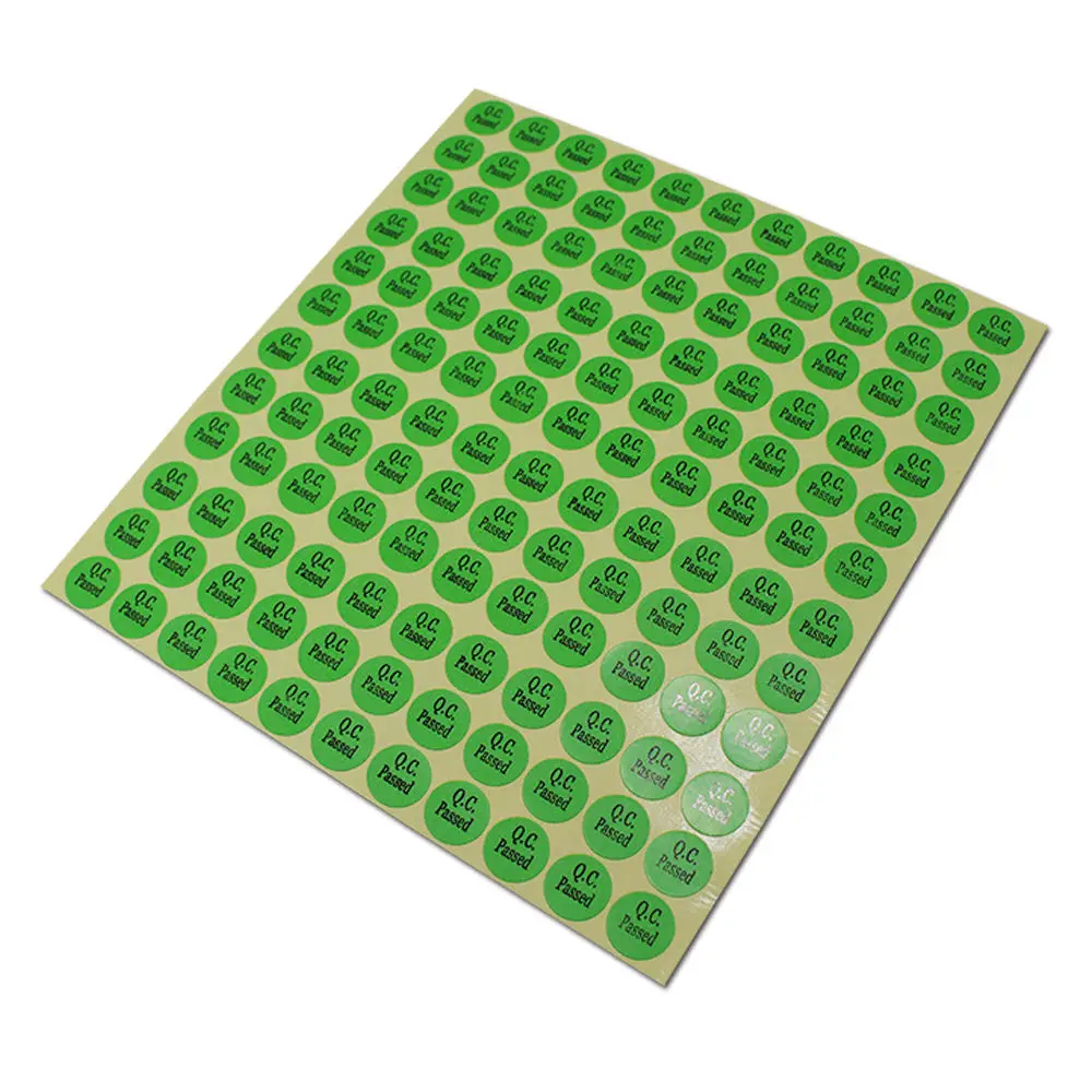 9240pcs/lot 0.51'' Diameter White / Green Round QC Checking Passed Labels Sticker 1.3cm QC PASSED Printed QC Qualified Stickers