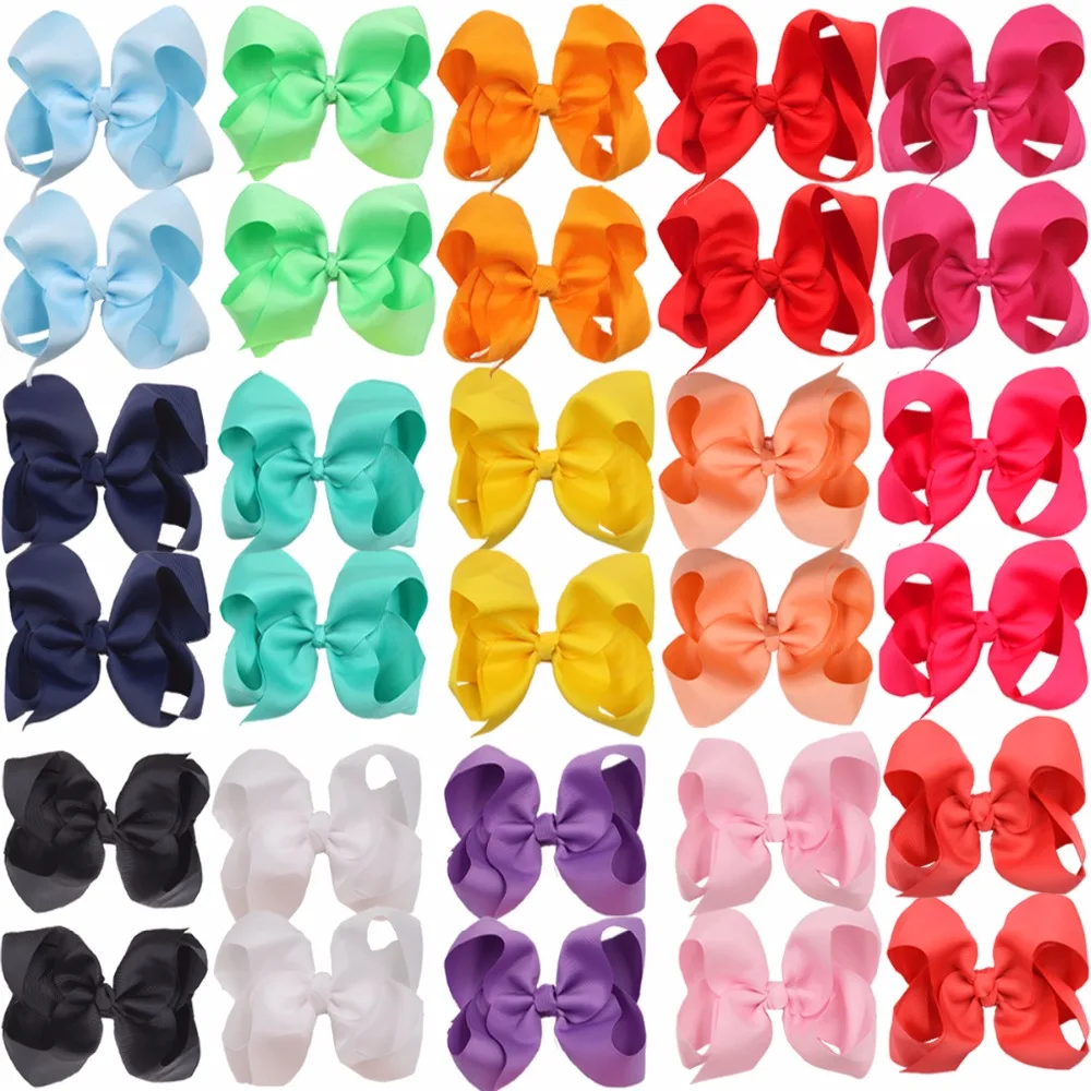 30 Pcs 6 Inch Bows for Girls Big Grosgrain Girls 15pairs 6\