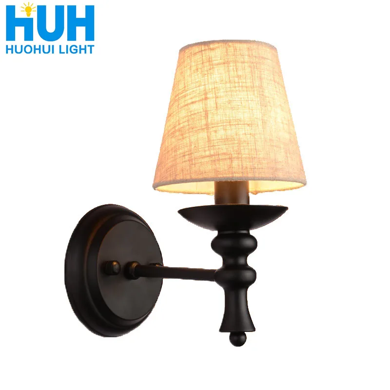 vintage lamp American rural retro decoration lamps and bedroom E14 Bulb corridor of the corridor simple cloth cover wall lamp