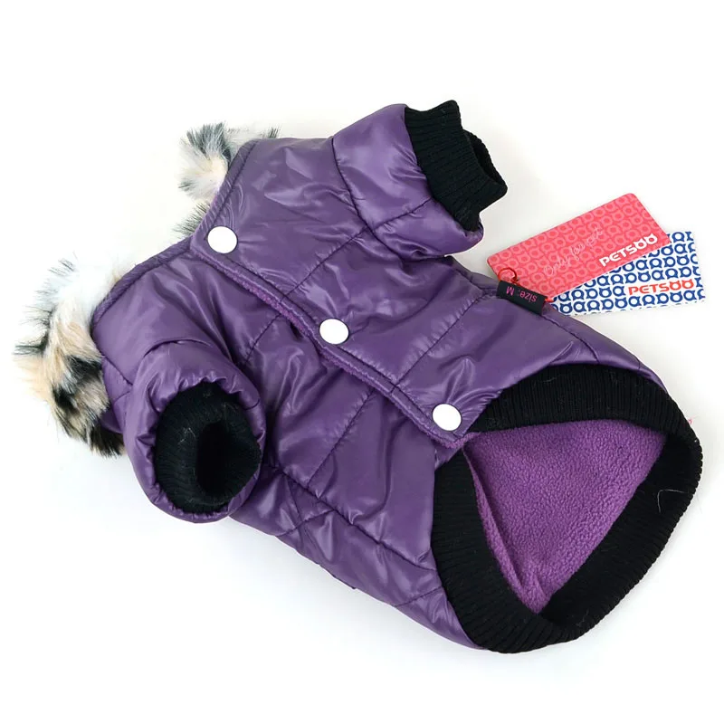 Winter Dog Clothes Puppy Dog Cute Warm Coat For Pet Faux Pockets Fur Trimmed Dog Hoodies Ropa Para Perros