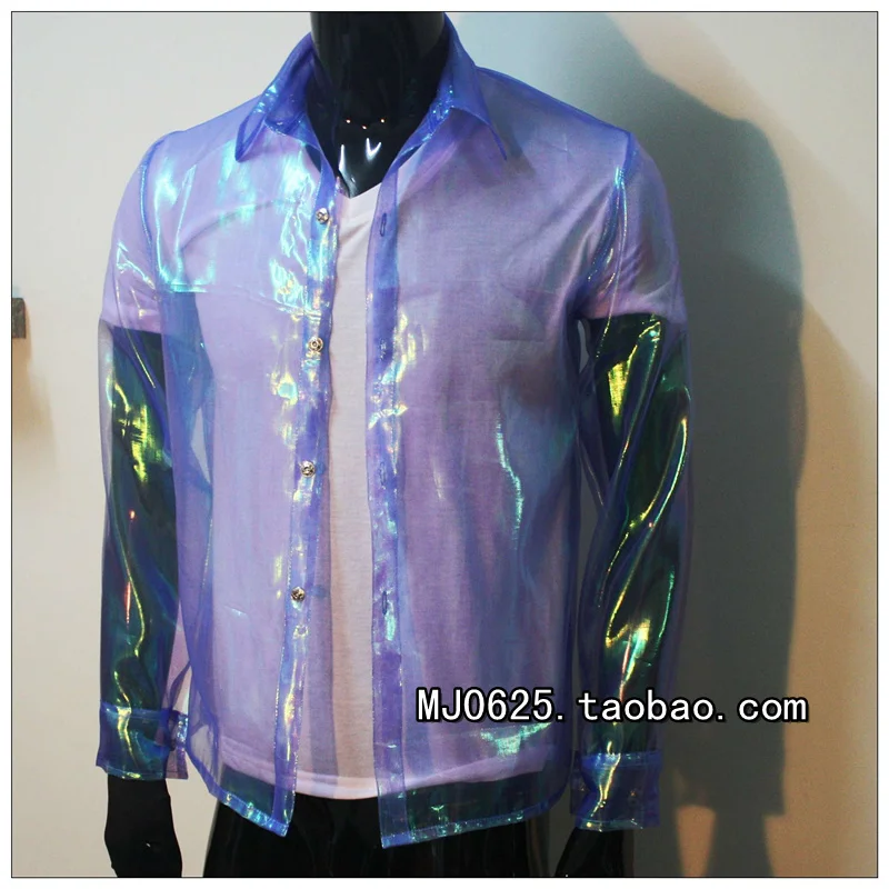 MJ Michael Jackson lucency Shirt BLUE SEE-THROUGH - THIS IS IT SHIRT Any Size