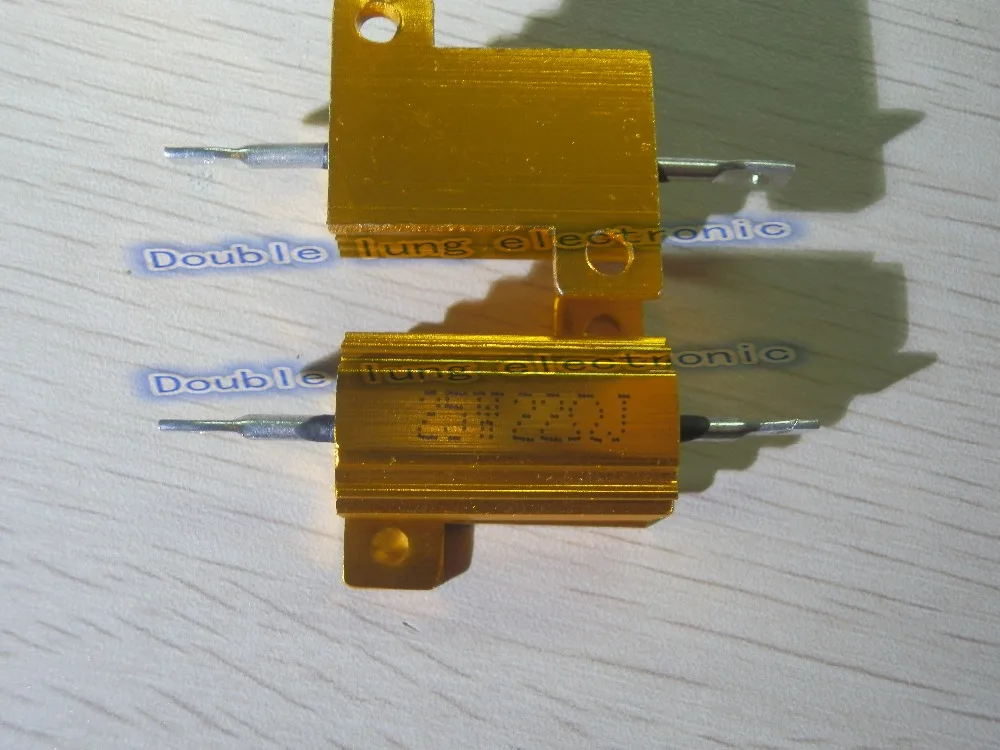 2pcs/lot 25W Golden Aluminium Resistor  20R 22R 33R 47R 50R 68R 80R 100R 200R 300R 800R ohm Gold Aluminium Shell Resistance