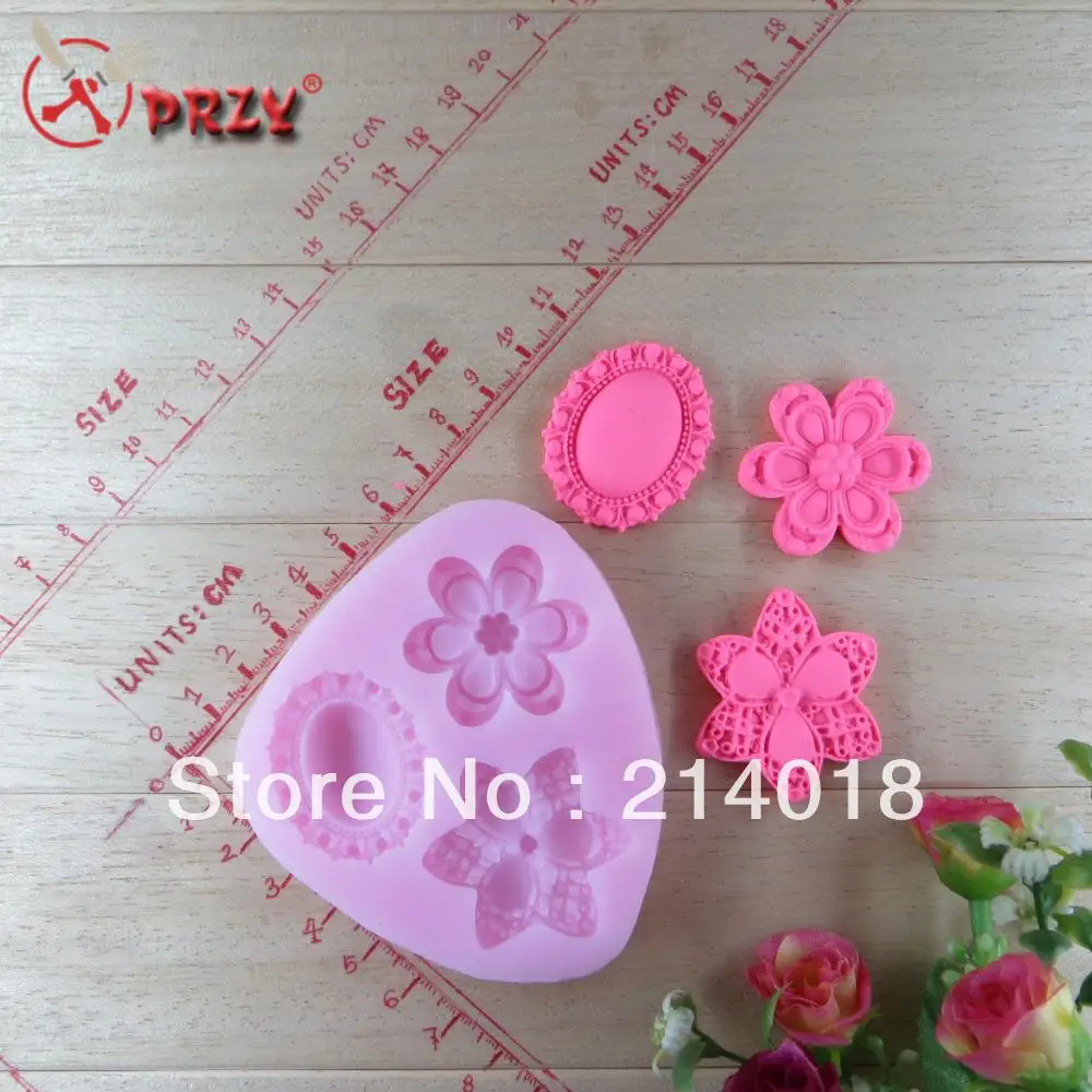 New style large 3-hole Butterfly Flower Strawberry chocolate silicon mold  fondant Cake decoration mold NO.:SI108