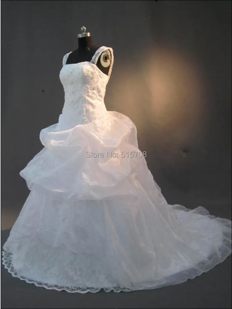 Real foto vestidos de casamento sem alças com alças rendas até applique organza tribunal trem a linha igreja jardim vestido de noiva