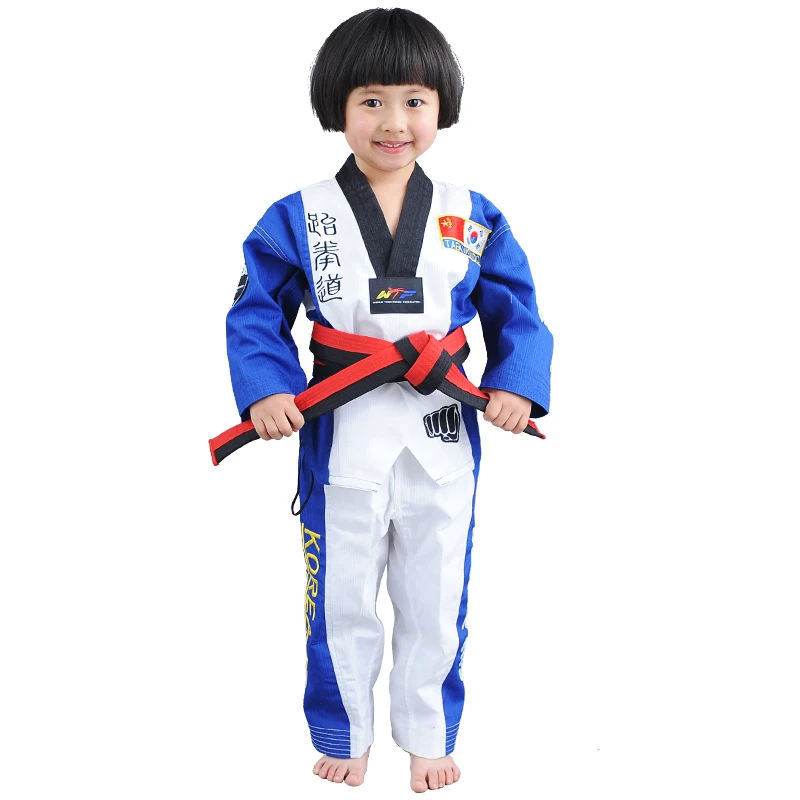 High Quality Black Taekwondo Dobok BLue Red TKD uniform for Kids Adult with WTF Poomsae Suits Embroidery