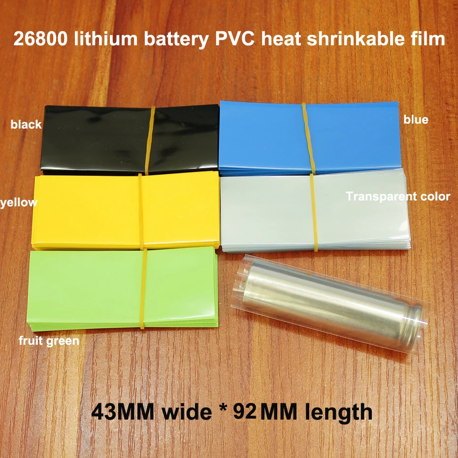 100pcs/lot 26800 Battery PVC Heat Shrinkable Sleeve Battery Skin Replacement Packaging Film Shrink Tube