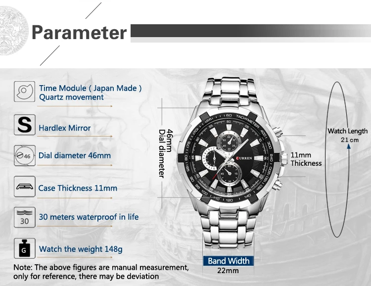 2022CURREN Top Marke Quarzuhr Männer Wasserdichte Sport Military Armbanduhr Männer Business Edelstahl Männliche Uhr Reloj Hombre – Detail 7