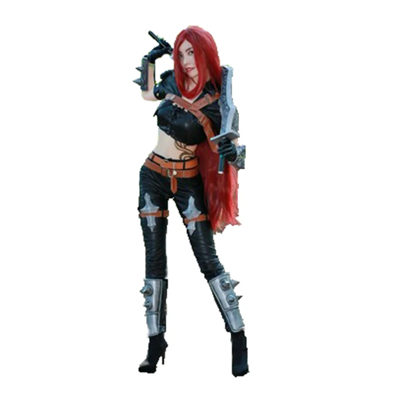 lol cosplay Katarina costume full suit for Halloween leather costumes any size 2 styles can choose 11