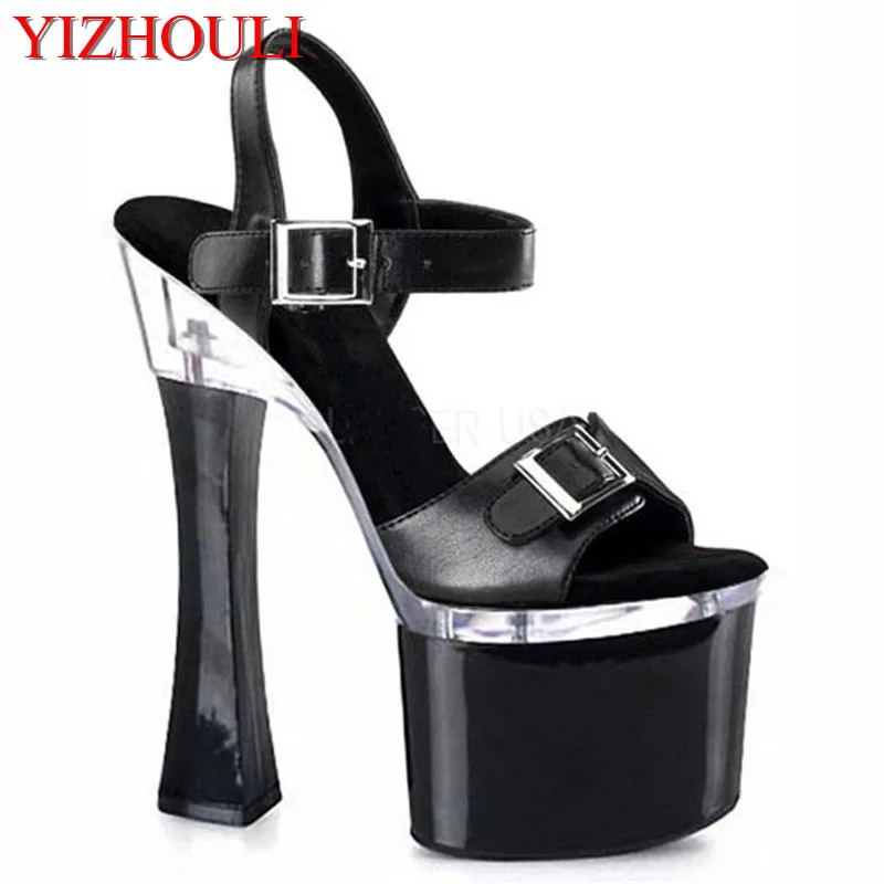 

Women's fashion, buckle peep-toe high heel sandals, party stage performance 18 cm high heels, sandals