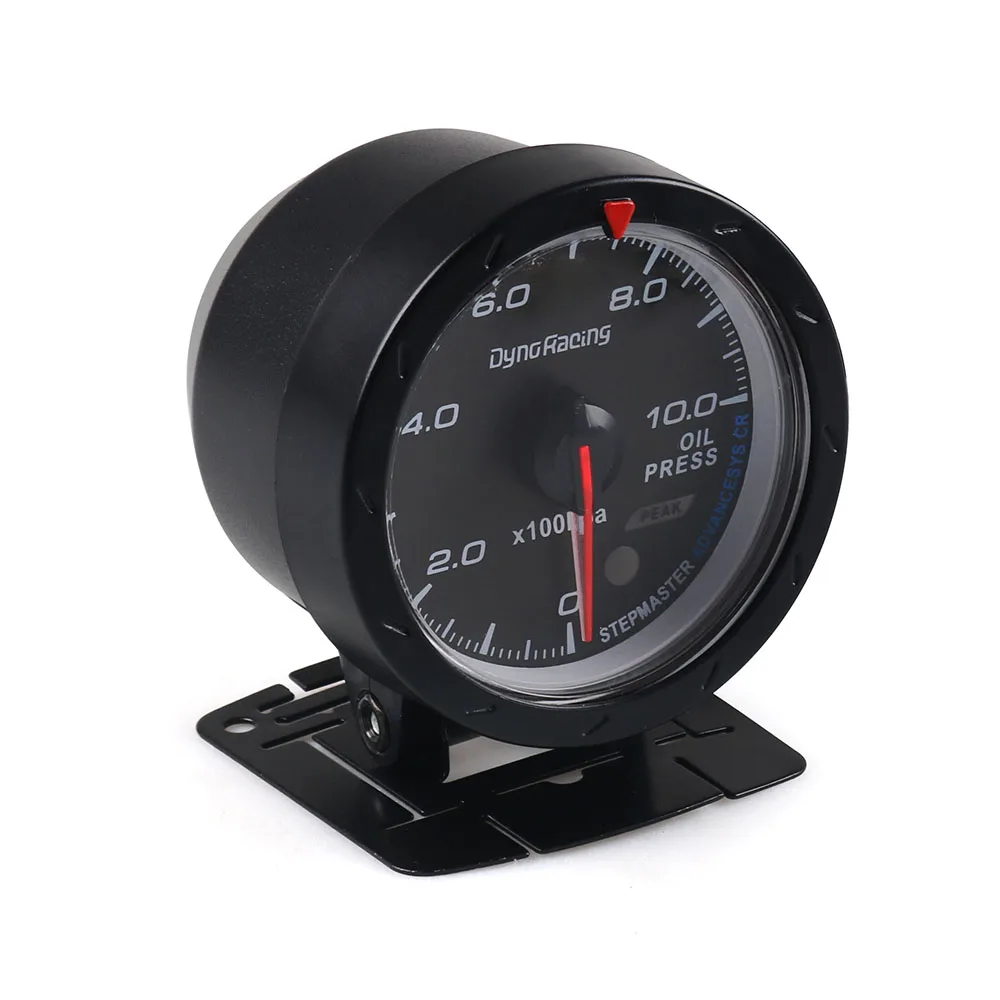 Dynoracing 60MM auto Car Oil pressure Gauge 0-10 BAR Oil Press Meter Red & White Lighting Car Meter with Oil Press Sensor