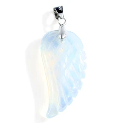 Natural Pink Quartz Colorful Stone Angel Wing Rock Crystal Pendant Charm for Necklaces Opalite Opal Wedding Decoration Jewelry