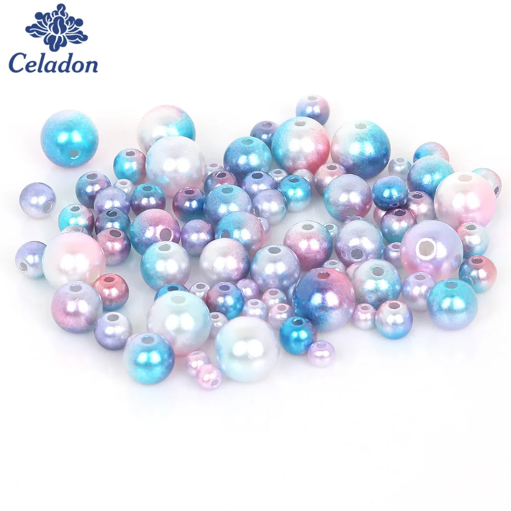 4/6/8/10mm Wholesale Round ABS Imitation Pearl Multi-size Mix Colors Beads for Jewelry DIY Craft Scrapbook Decorate 50-500Pcs