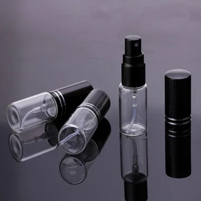 100 teile/los 5 ml 10 ml 15 ml Tragbare Schwarz Glas Parfüm Flasche Mit Zerstäuber Leere Kosmetische Behälter Für reise