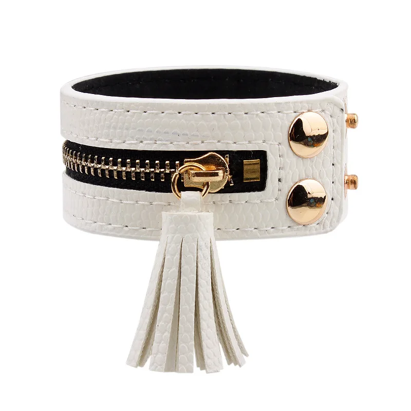 JANEYACY New fringed buttons Bracelets & bracelets Zipper Leather bracelets ladies fashion handmade ladies  bracelet jewelry