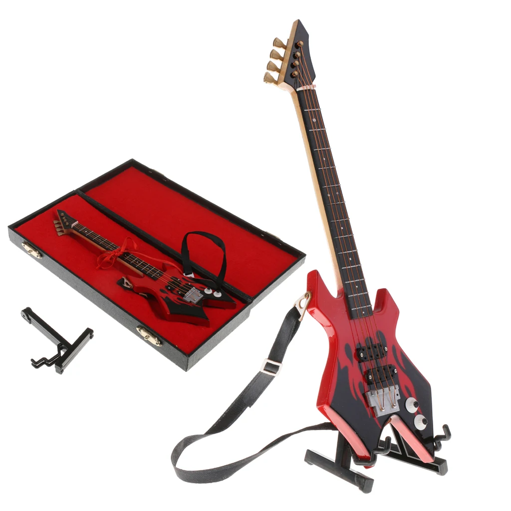 1/6 Houten Elektrische Bas Model Musical Miniatuur Voor Action Figures