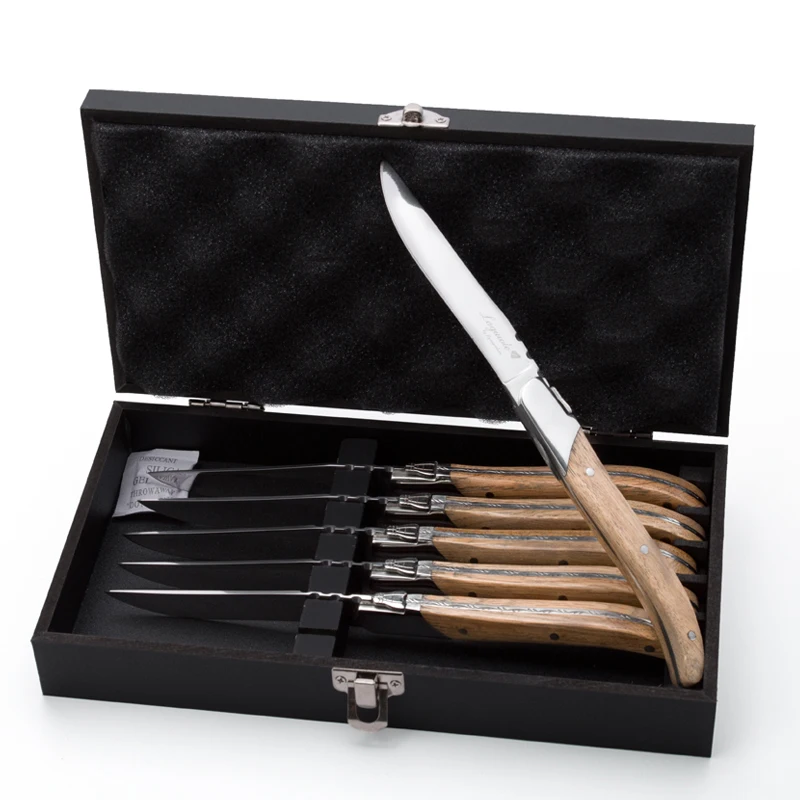 Stainless Steel Knife Kit with Wooden Handle, Dinner Fork, Western Food Cutlery, Christmas Dinnerware, 1Set
