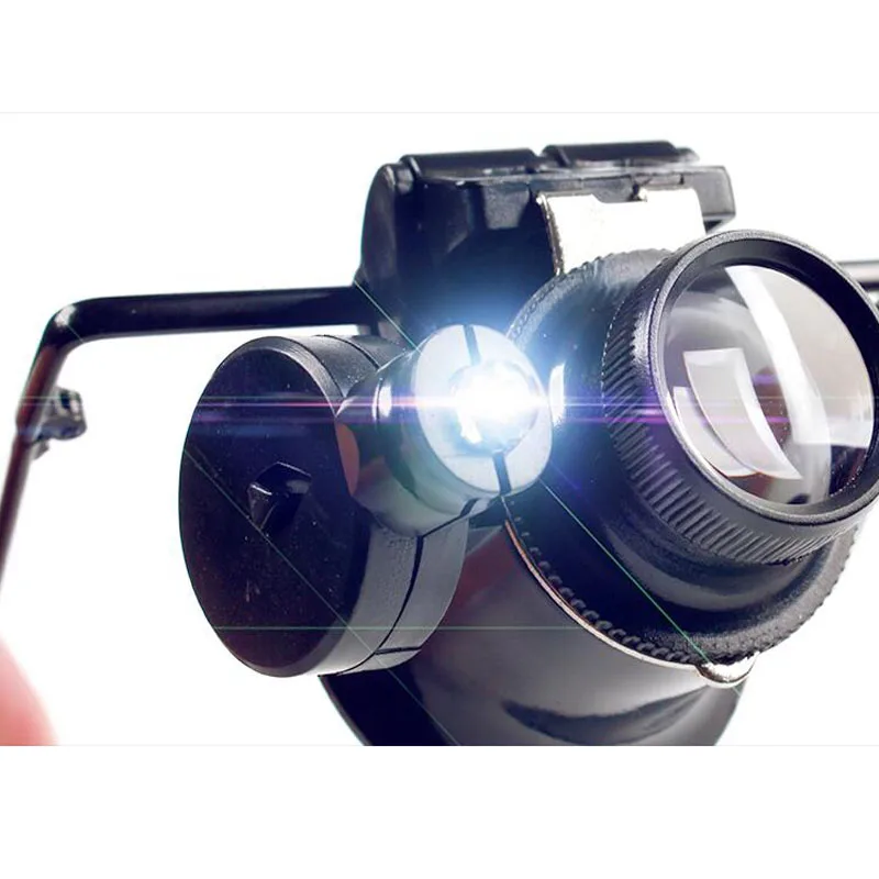 Lente d'ingrandimento regolabile 20X lente d'ingrandimento a 2 lenti lente d'ingrandimento a LED lente d'ingrandimento per riparazione a LED con lampada