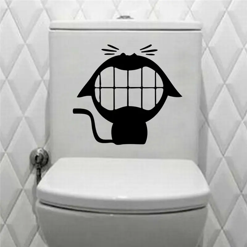 Funny Toilet Sign Stickers Mouth Smile Bathroom Decoration Home Decals Mual Art Waterproof Removable Wall Vinyl Posters 342.